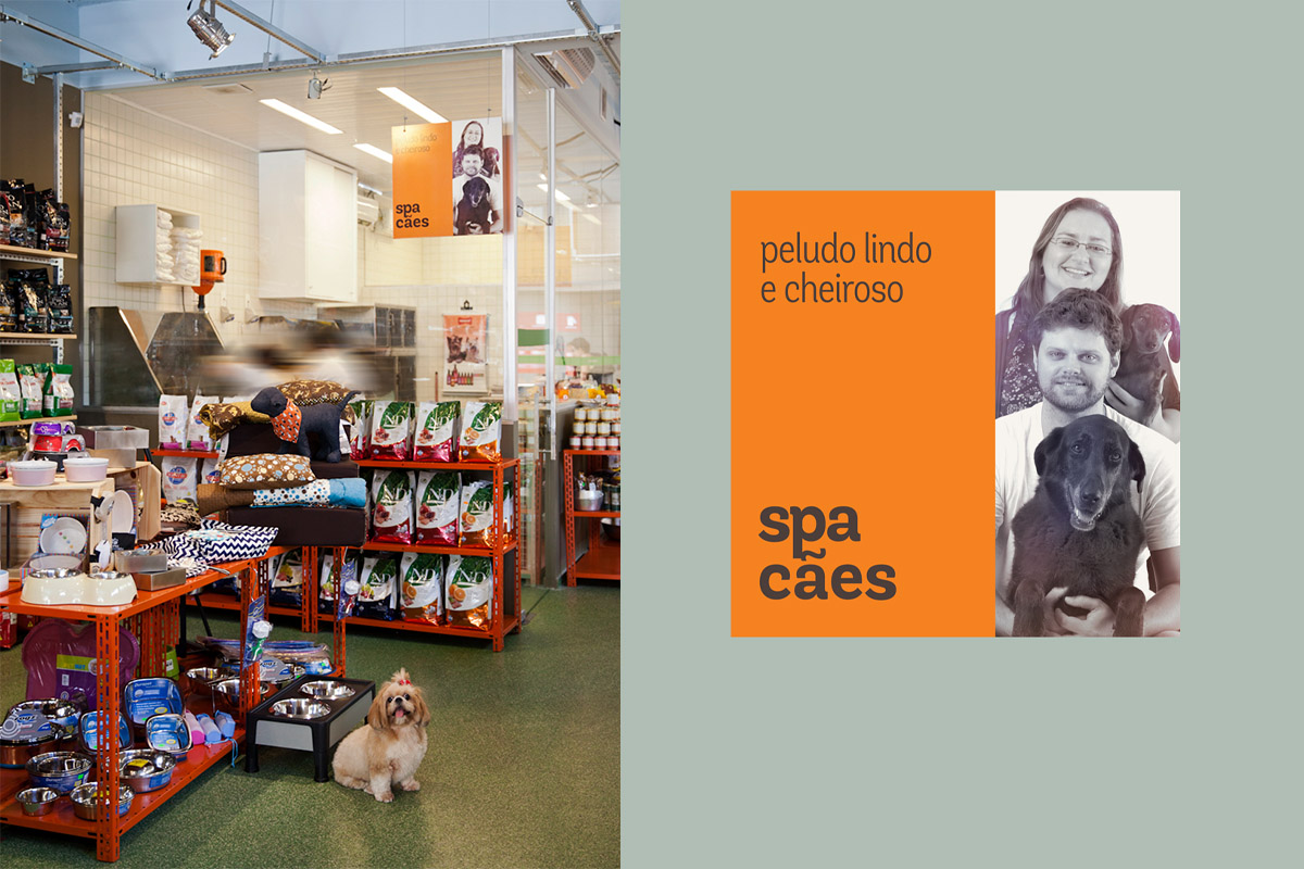 Loja MOM com o painel de sinalização do spa para cachorros